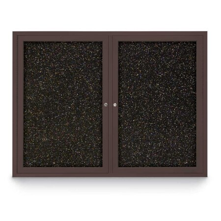 United Visual Products Sliding Door Indoor Enclosed Corkboard, 7 UV9027ACSH-BLACK-DRKSPR